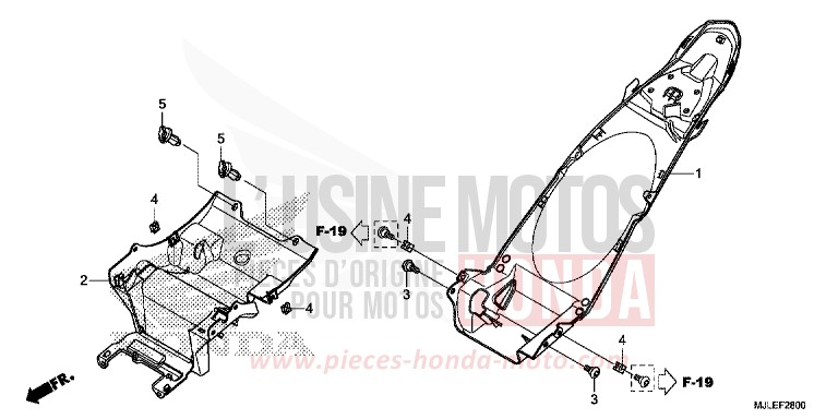 REAR FENDER for NC700S Dual Cluth ABS GRAPHITE BLACK (NHB01) from 2014